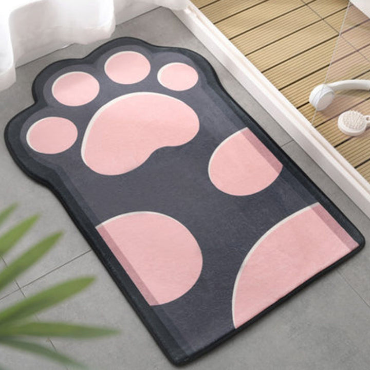 Lisslune | Kids Bedroom Uneven Carpet in Pink and Purple Animal Paw Bow Print Carpet Polyester Non-Slip Background Carpet