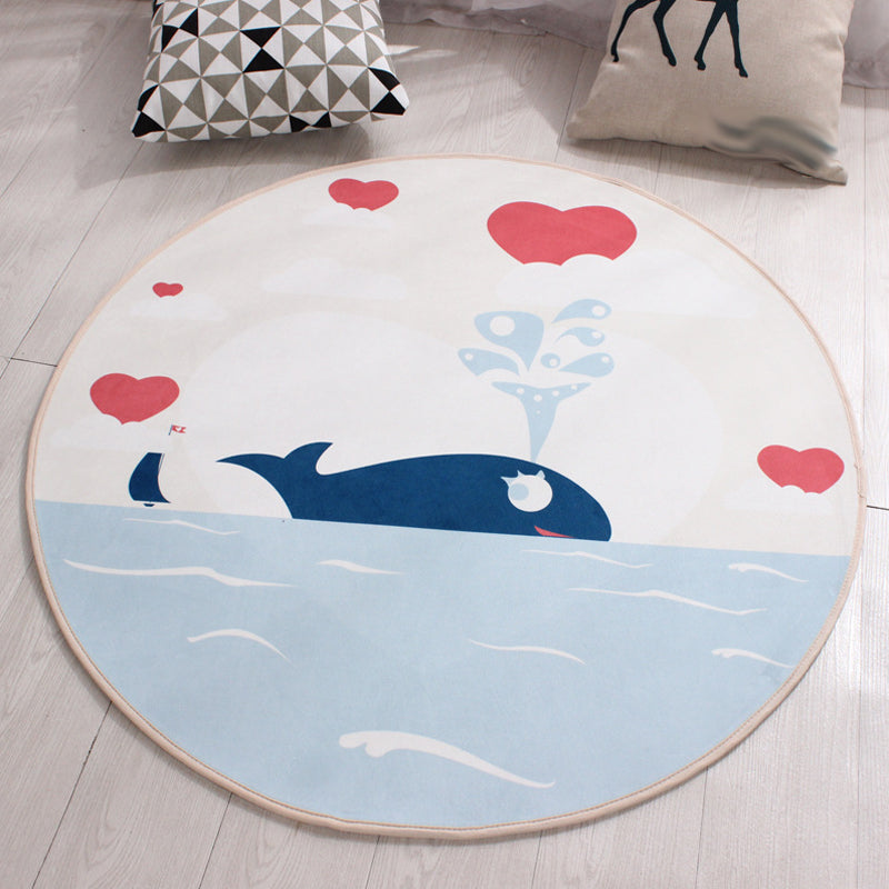 Lisslune | Stylish Kids Rug in Yellow and Green Animal Horse Whale Panda Pattern Rug Polyester Non-Slip Back Carpet for Children's Room