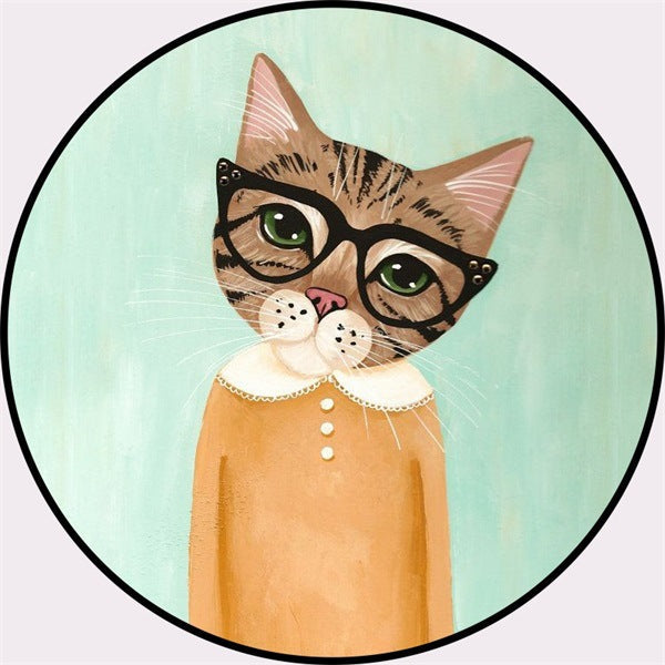 Lisslune | Casual Kids Rug in Pink and Blue Animal Cat Pattern Rug Polyester Stain Resistant Non-Slip Rug for the Children's Room