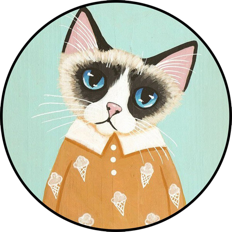 Lisslune | Casual Kids Rug in Pink and Blue Animal Cat Pattern Rug Polyester Stain Resistant Non-Slip Rug for the Children's Room