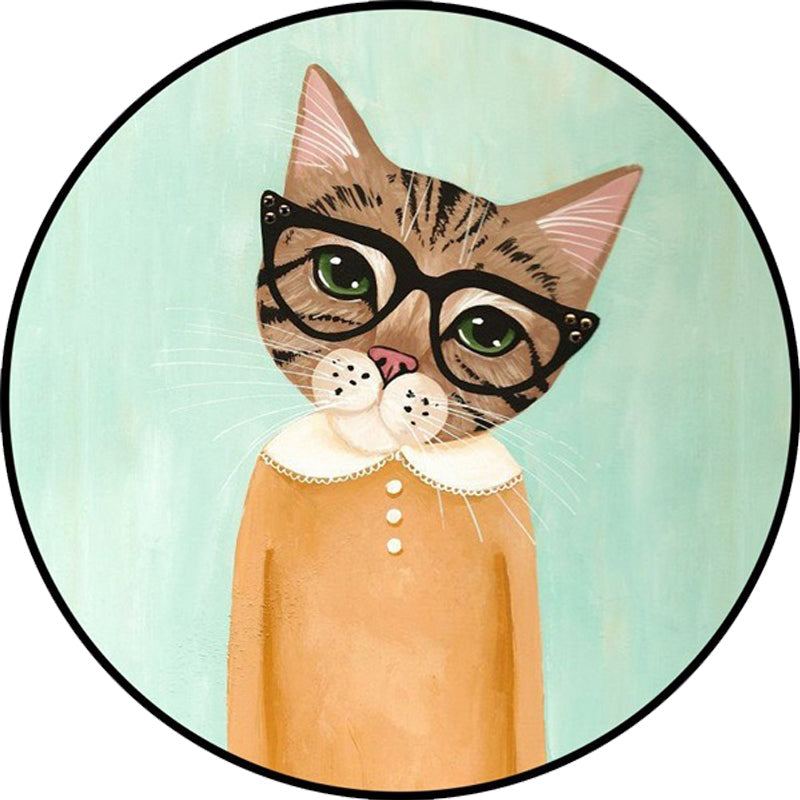 Lisslune | Casual Kids Rug in Pink and Blue Animal Cat Pattern Rug Polyester Stain Resistant Non-Slip Rug for the Children's Room