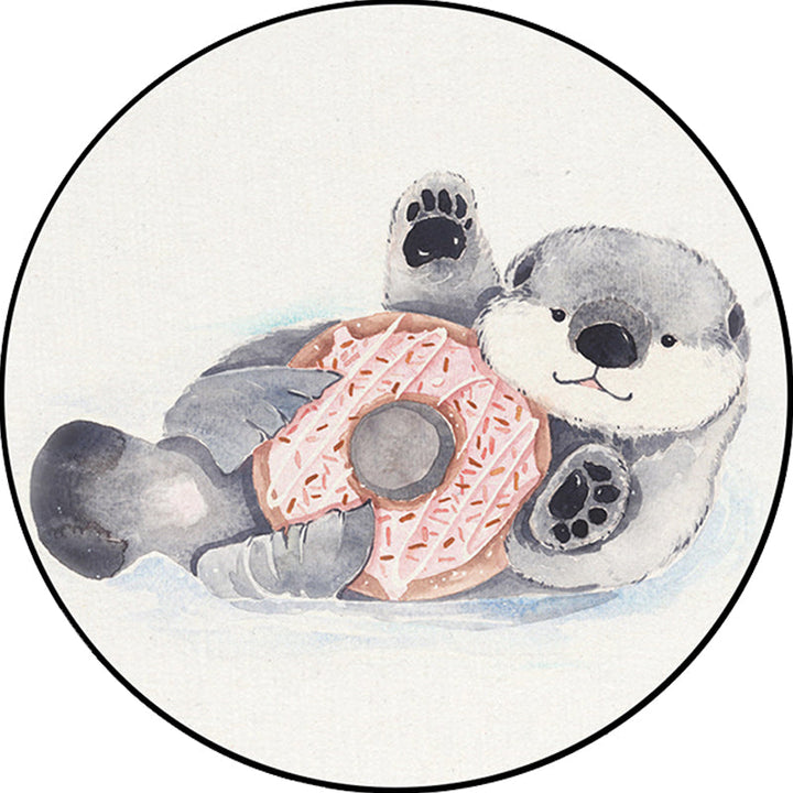 Lisslune | Children's Room Rug in White Animal Fox Koala Alpaca Print Rug Polyester Pet Friendly Washable Area Rug