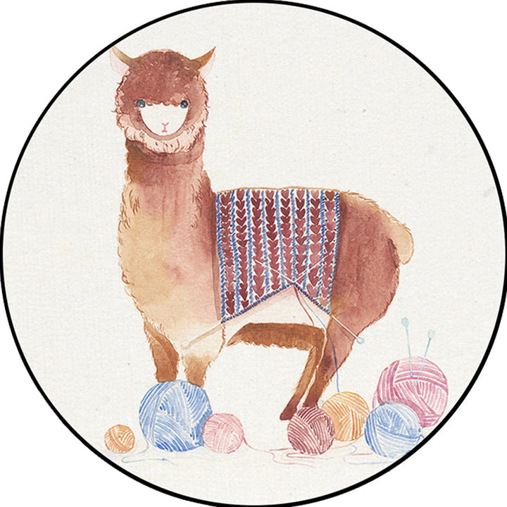 Lisslune | Children's Room Rug in White Animal Fox Koala Alpaca Print Rug Polyester Pet Friendly Washable Area Rug