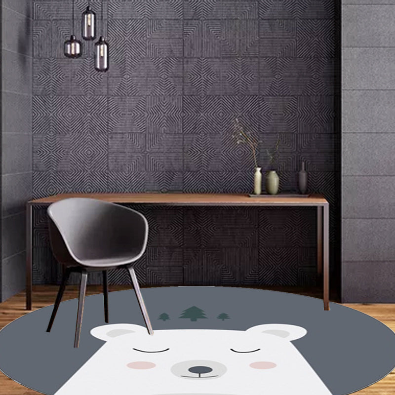 Lisslune | Red and Yellow Children's Room Carpet Children's Animal Cat Bear Giraffe Pattern Area Rug Polyester Pet-Friendly Washable Carpet
