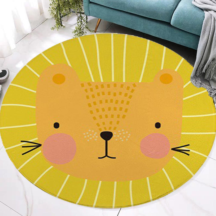 Lisslune | Red and Yellow Children's Room Carpet Children's Animal Cat Bear Giraffe Pattern Area Rug Polyester Pet-Friendly Washable Carpet