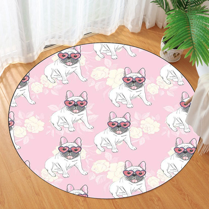 Lisslune | Yellow and Pink Children's Room Rug Children Animal Dog Watermelon Leaf Pattern Carpet Polyester Washable Rug