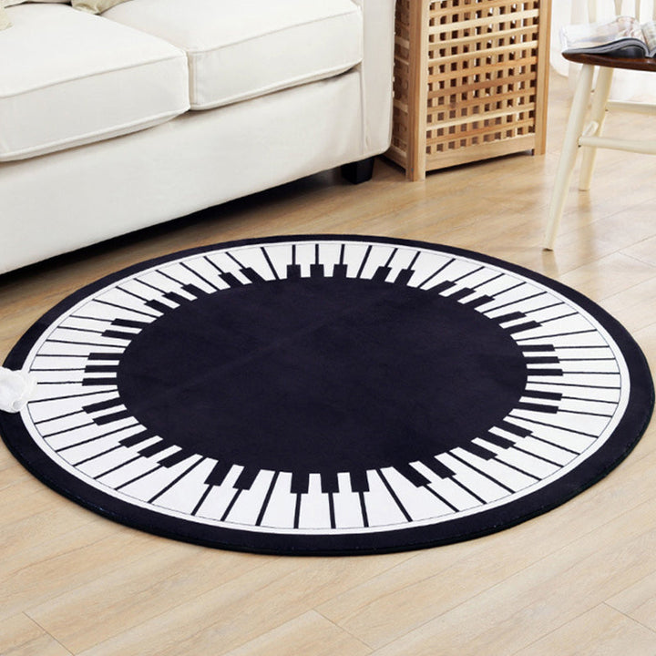 Lisslune | Stylish Children's Rug in Black and White Music Piano Pattern Rug Polyester Pet Friendly Carpet for Nursery