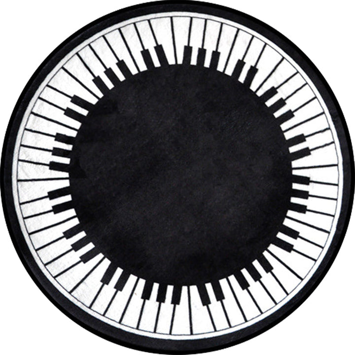 Lisslune | Stylish Children's Rug in Black and White Music Piano Pattern Rug Polyester Pet Friendly Carpet for Nursery