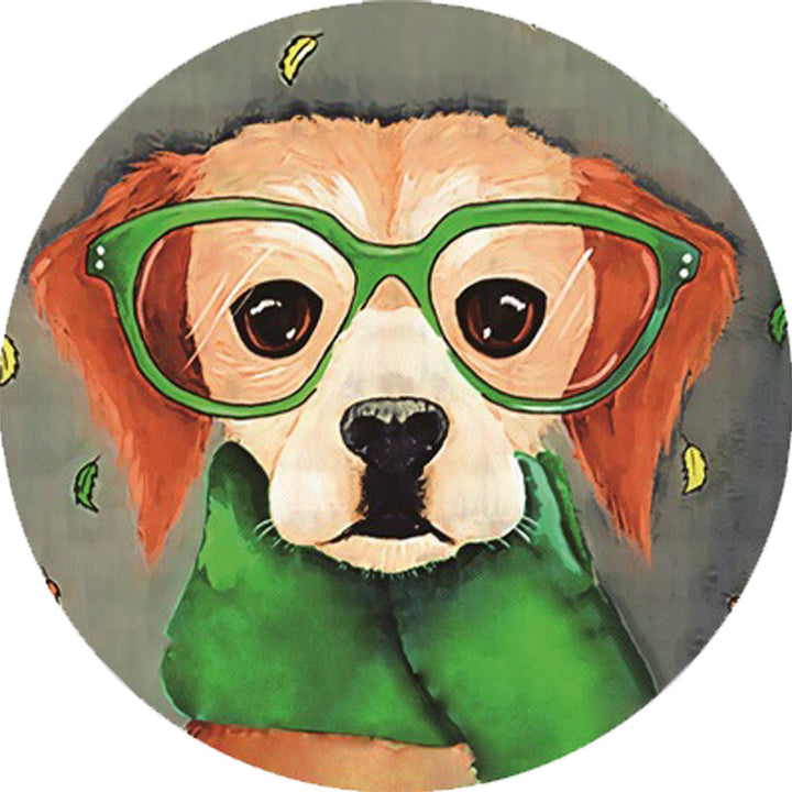 Lisslune | Gray and Green Children's Room Carpet Kids Animal Dog Glasses Pattern Area Rug Polyester Non-Slip Machine Washable Rug