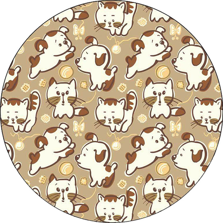 Lisslune | Children's room carpet in brown and pink animal dog cat print carpet polyester non-slip back carpet