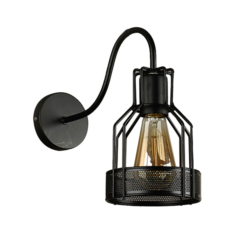 Skørter | Bottle holder metal wall mount light with gooseneck arm industrial 1 head bar wall sconce lighting in black