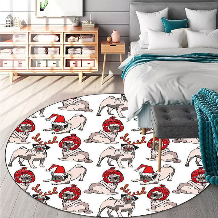 Lisslune | Children's room carpet in brown and pink animal dog cat print carpet polyester non-slip back carpet