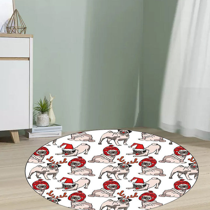 Lisslune | Children's room carpet in brown and pink animal dog cat print carpet polyester non-slip back carpet