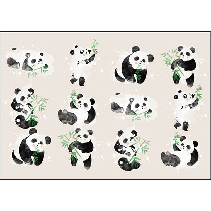 Lisslune | Ivory Kids Room Rug Kids Animal Panda Bird Pattern Rug Polyester Non-Slip Machine Washable Rug