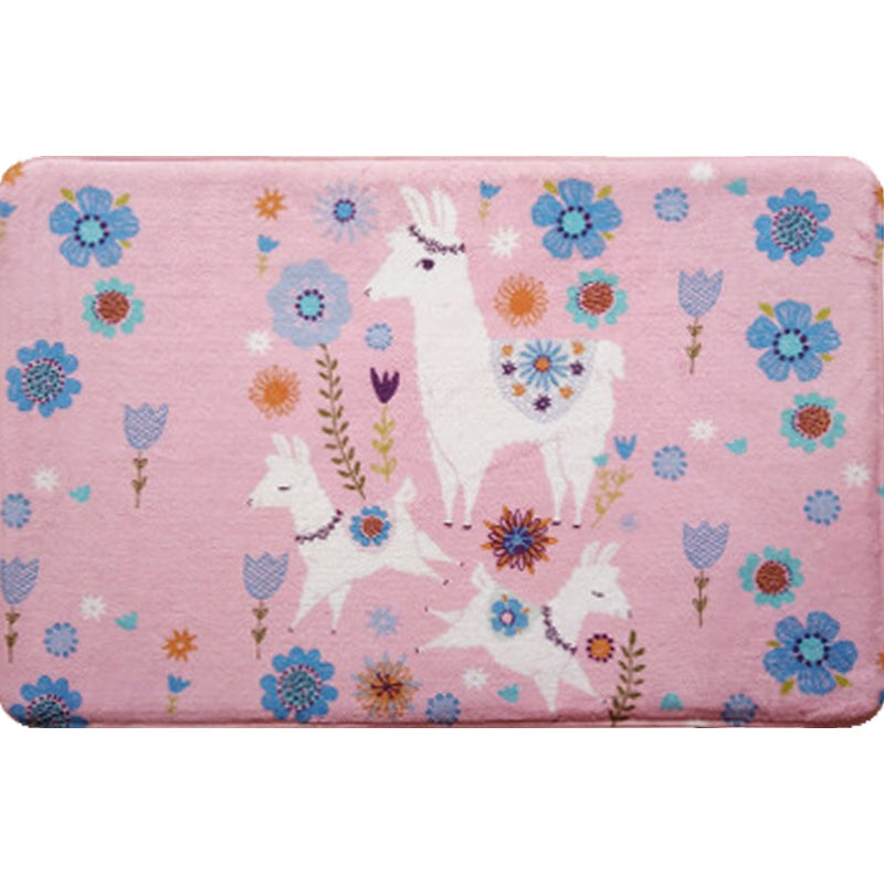 Lisslune | Blue and Black Children's Room Rug Animal Alpaca Pattern Carpet Polyester Stain Resistant Rug