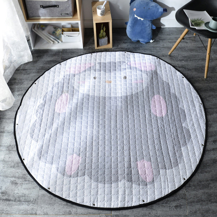 Lisslune | Children's Bedroom Rug in Pink and Gray Animal Unicorn Rabbit Sheep Print Rug Polyester Machine Washable Rug