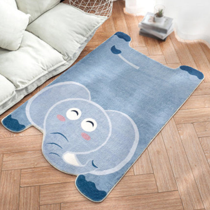 Lisslune | Unique Children Irregular Rug in White and Pink Animal Lion Panda Pattern Rug Polyester Non-Slip Carpet for Children's Room