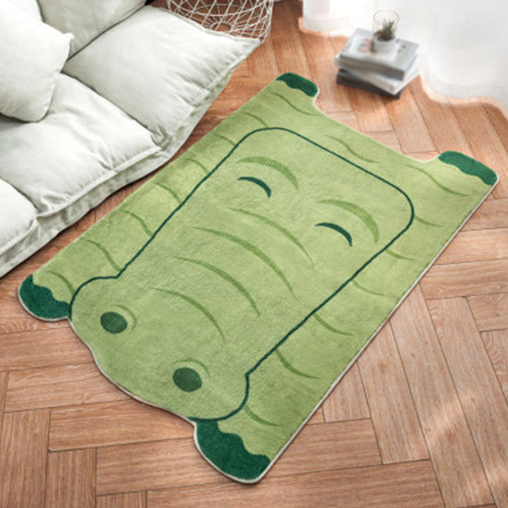Lisslune | Unique Children Irregular Rug in White and Pink Animal Lion Panda Pattern Rug Polyester Non-Slip Carpet for Children's Room