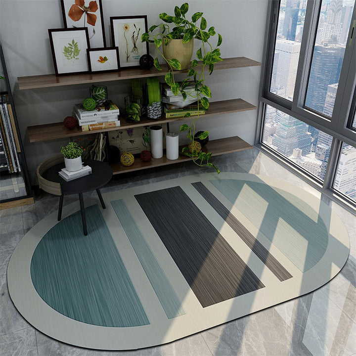Lisslune | Modern Living Room Irregular Carpet Colorful Block Pattern Carpet Polyester Pet-Friendly Carpet