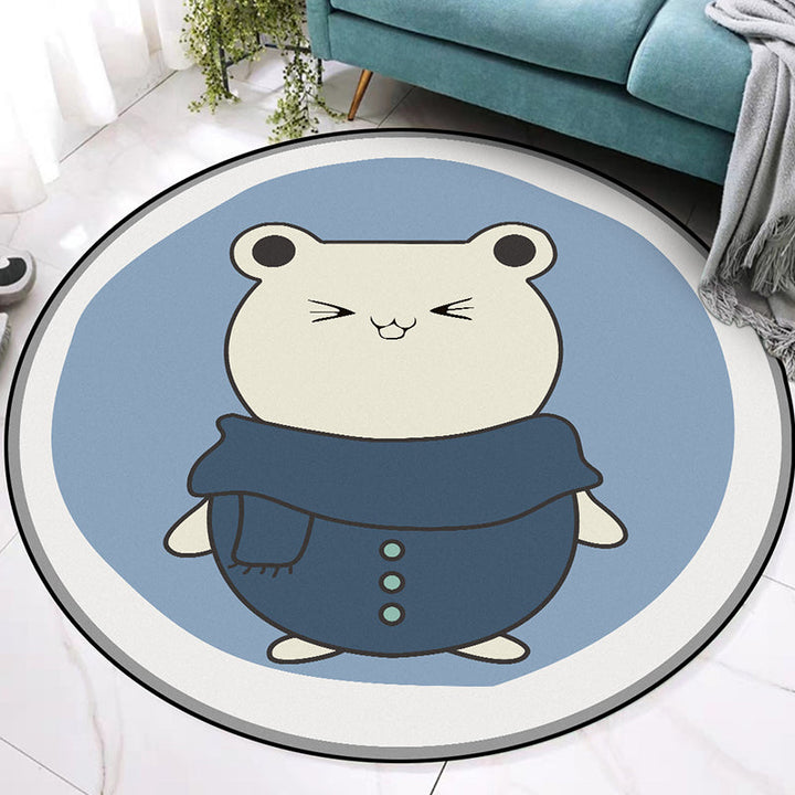 Lisslune | Blue Kids Rug | Kids Animal Hamster Pattern Area Rug Polyester Stain Resistant Carpet