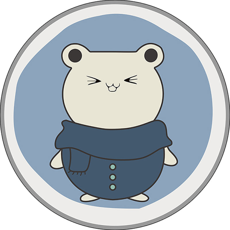 Lisslune | Blue Kids Rug | Kids Animal Hamster Pattern Area Rug Polyester Stain Resistant Carpet
