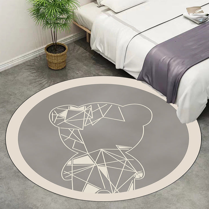 Lisslune | Beautiful children's carpet in gray and brown animal bear geometric pattern carpet polyester stain-resistant carpet for the children's room