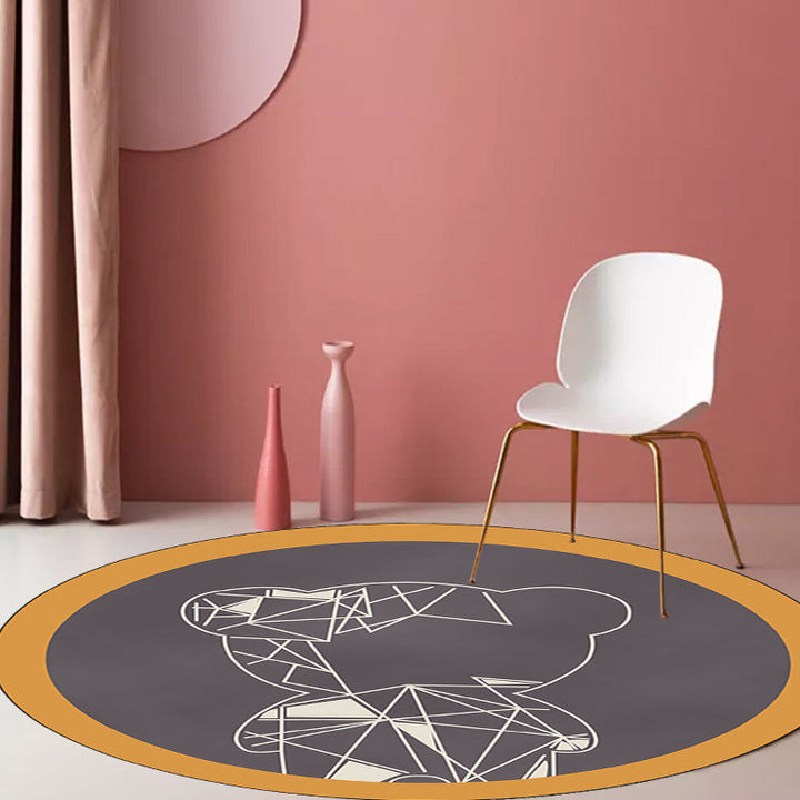 Lisslune | Beautiful children's carpet in gray and brown animal bear geometric pattern carpet polyester stain-resistant carpet for the children's room