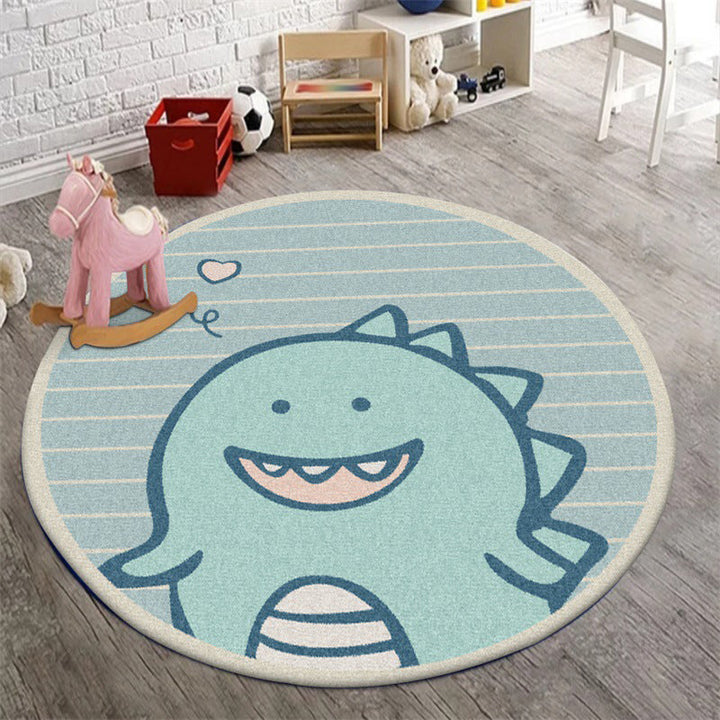 Lisslune | Unique Kids Carpet in Green Animal Dinosaur Stripe Heart Pattern Rug Polyester Non-Slip Carpet for Children's Room