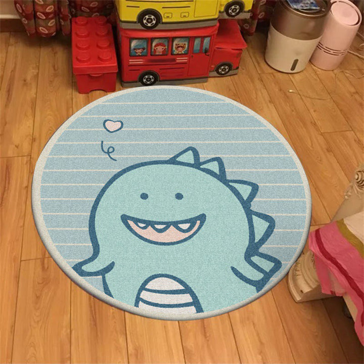 Lisslune | Unique Kids Carpet in Green Animal Dinosaur Stripe Heart Pattern Rug Polyester Non-Slip Carpet for Children's Room