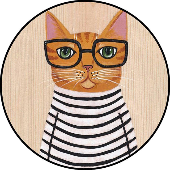 Lisslune | Kids Bedroom Carpet in Green and Blue Animal Cat Glass Print Carpet Polyester Pet-Friendly Area Rug