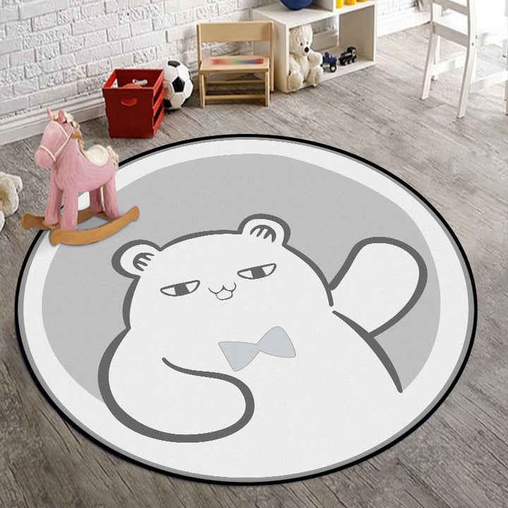 Lisslune | Casual Kids Carpet in Gray Animal Bear Pattern Carpet Polyester Non-Slip Bottom Washable Carpet for Kids Room