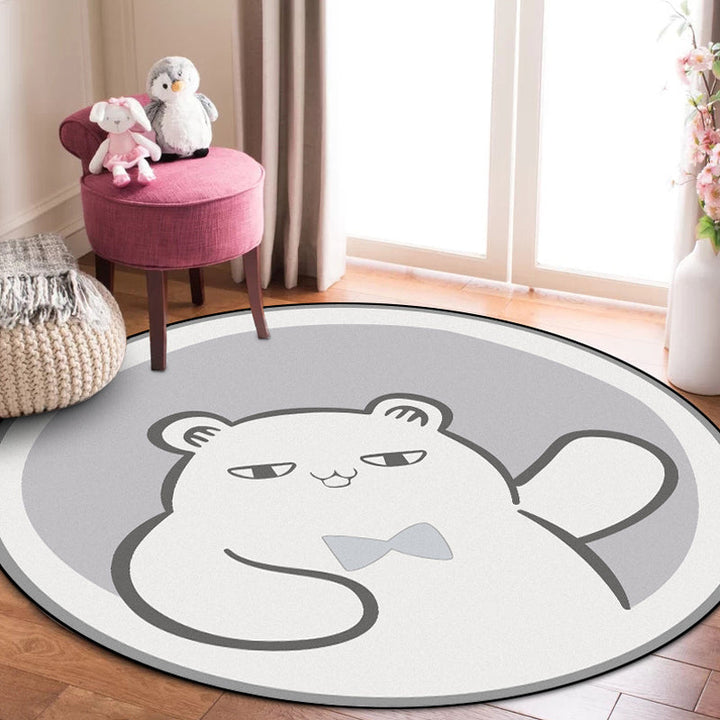 Lisslune | Casual Kids Carpet in Gray Animal Bear Pattern Carpet Polyester Non-Slip Bottom Washable Carpet for Kids Room