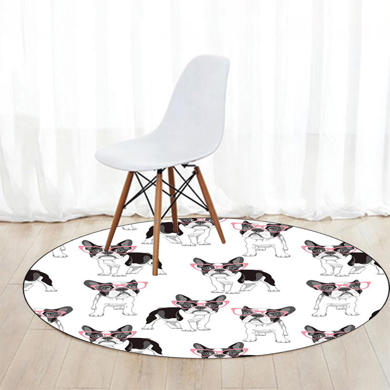 Lisslune | Unique Kids Rug in White and Brown Animal Dog Food Pattern Carpet Polyester Stain Resistant Rug for Children's Room