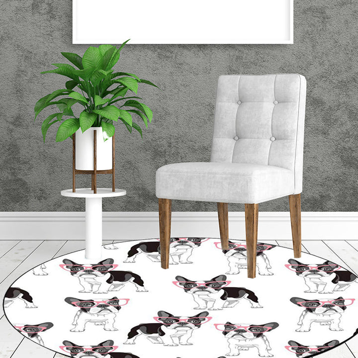 Lisslune | Unique Kids Rug in White and Brown Animal Dog Food Pattern Carpet Polyester Stain Resistant Rug for Children's Room