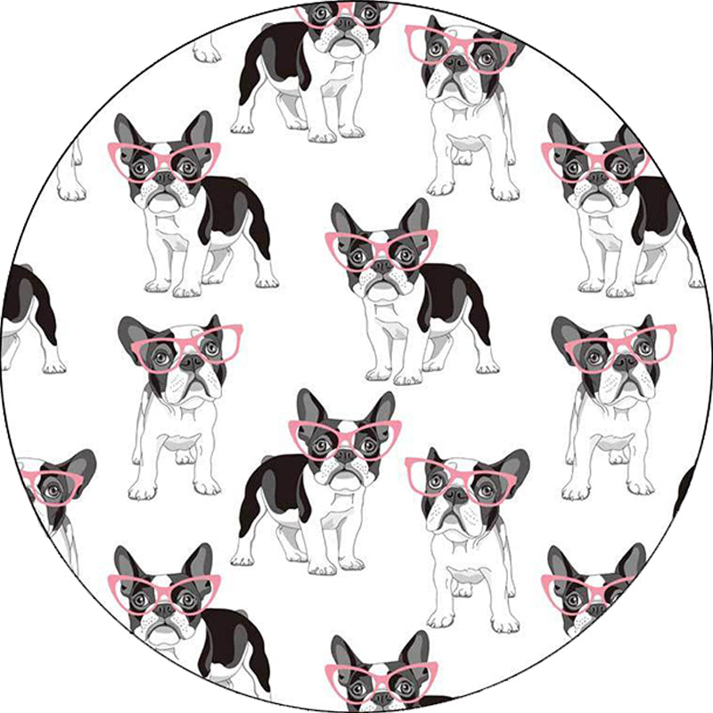 Lisslune | Unique Kids Rug in White and Brown Animal Dog Food Pattern Carpet Polyester Stain Resistant Rug for Children's Room