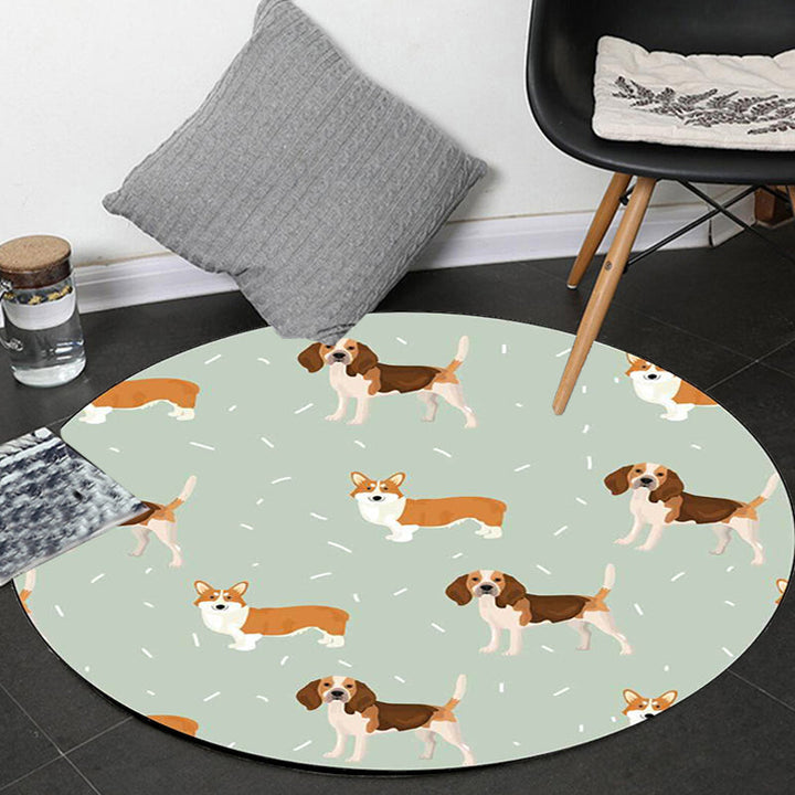 Lisslune | Unique Kids Rug in White and Brown Animal Dog Food Pattern Carpet Polyester Stain Resistant Rug for Children's Room