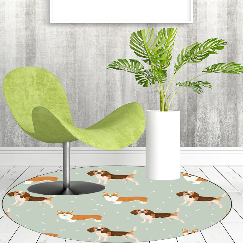 Lisslune | Unique Kids Rug in White and Brown Animal Dog Food Pattern Carpet Polyester Stain Resistant Rug for Children's Room