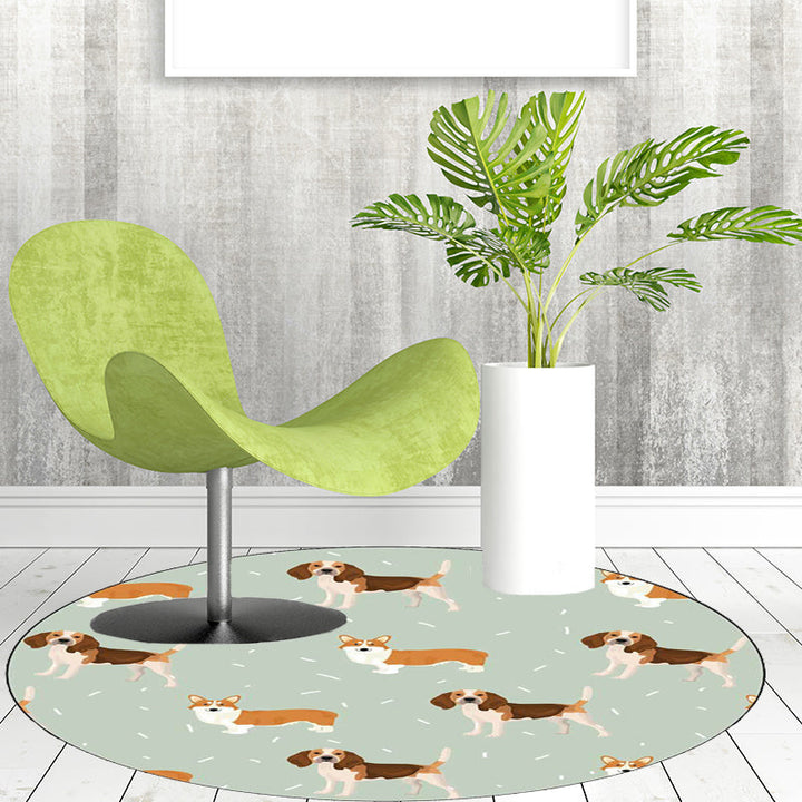 Lisslune | Unique Kids Rug in White and Brown Animal Dog Food Pattern Carpet Polyester Stain Resistant Rug for Children's Room