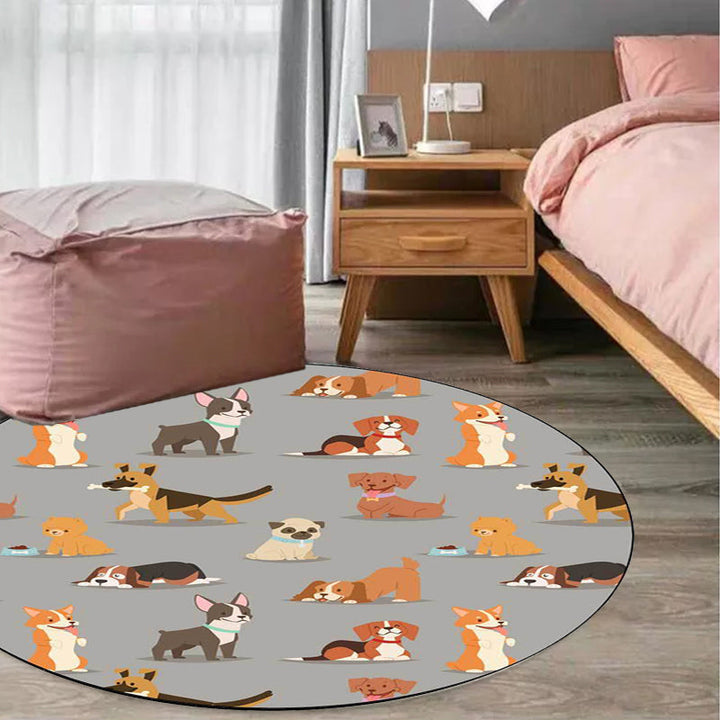 Lisslune | Unique Kids Rug in White and Brown Animal Dog Food Pattern Carpet Polyester Stain Resistant Rug for Children's Room