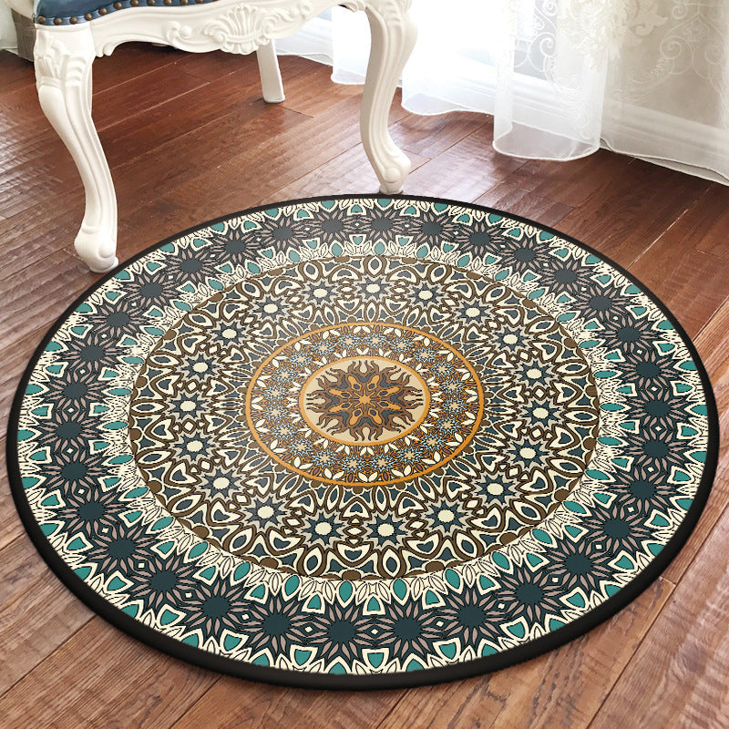 Lisslune | Green and Yellow Bedroom Rug Moroccan Floral Pattern Area Rug Polyester Pet-Friendly Washable Rug