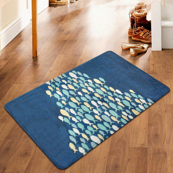 Lisslune | Beautiful children's carpet in blue with animal fish pattern carpet polyester non-slip carpet for the children's room