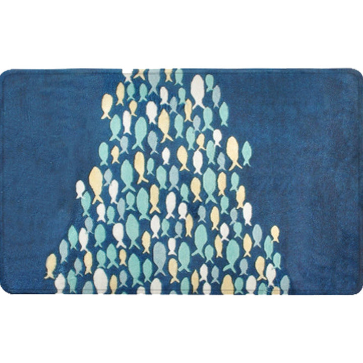 Lisslune | Beautiful children's carpet in blue with animal fish pattern carpet polyester non-slip carpet for the children's room
