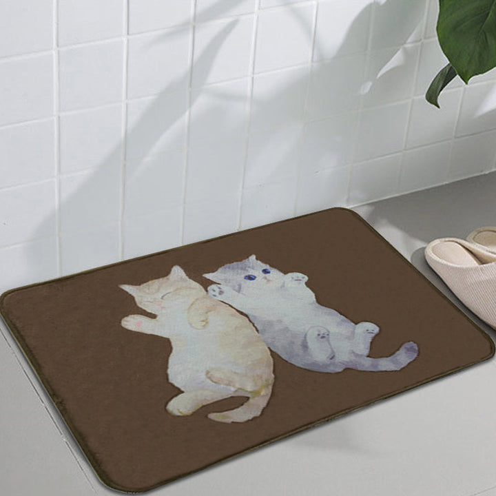 Lisslune | Kids Children's Room Carpet in Brown Animal Cat Lying Print Carpet Polyester Non-Slip Washable Carpet