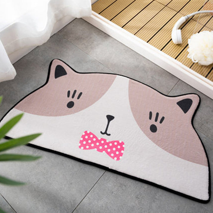 Lisslune | Children Children's Room Irregular Rug in Pink and Orange Animals Tiger Lion Rabbit Print Rug Polyester Stain-resistant Area Rug