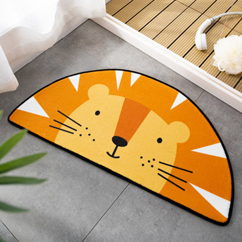 Lisslune | Children Children's Room Irregular Rug in Pink and Orange Animals Tiger Lion Rabbit Print Rug Polyester Stain-resistant Area Rug