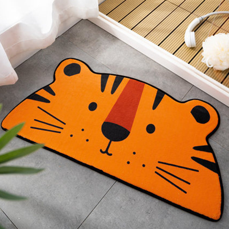 Lisslune | Children Children's Room Irregular Rug in Pink and Orange Animals Tiger Lion Rabbit Print Rug Polyester Stain-resistant Area Rug