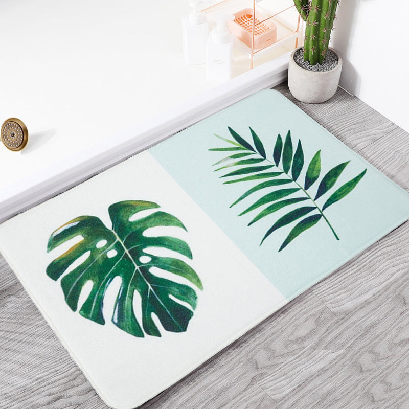 Lisslune | Green and Pink Children's Room Carpet Children Botanical Leaf Potted Plants Pattern Area Rug Polyester Pet Friendly Carpet
