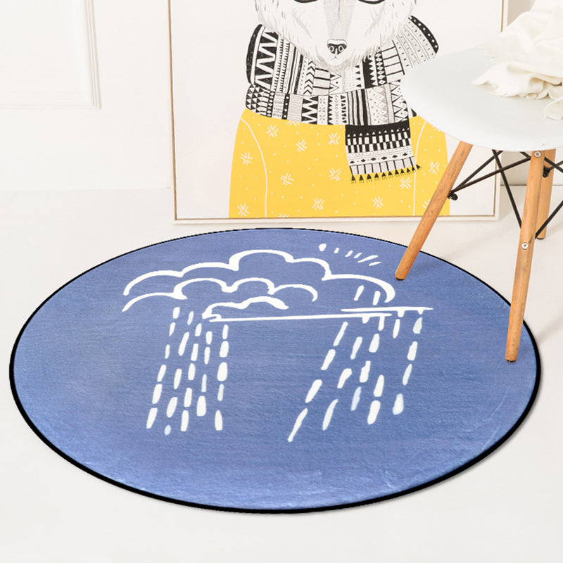Lisslune | Simple children's dress in pink and blue fairy tale rainy sunset moon pattern rug polyester washable carpet for children's room