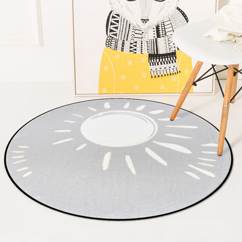 Lisslune | Simple children's dress in pink and blue fairy tale rainy sunset moon pattern rug polyester washable carpet for children's room