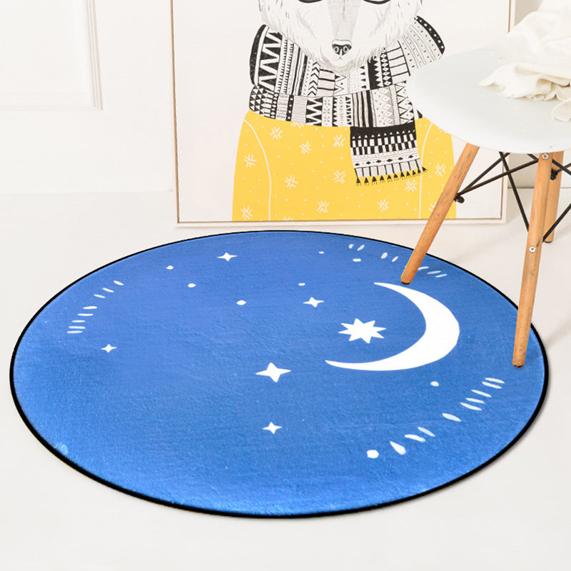 Lisslune | Simple children's dress in pink and blue fairy tale rainy sunset moon pattern rug polyester washable carpet for children's room